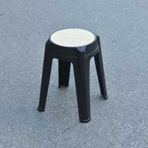 The Black Colored <b>Rounded</b> Padded Plastic <b>Stool</b> - The Comfortable, Compact, and Sleek Garden Chair - Product Image 1