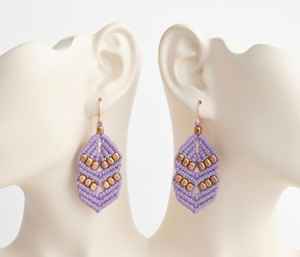 Pendientes Colgantes de Macramé con Lavanda, Hechos a Mano, Estilo Boho, con Hojas Anudadas y Cuentas Doradas, Joyería Vintage para Fiesta, Regalo para Mujer - Product Image 2