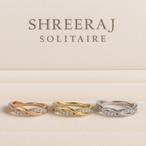 Anillo de Compromiso Original y Hermoso con Moissanita Tallada en Forma de Anillo, Diseño Minimalista con Vástago Trenzado, Plata 925/Oro Amarillo de 14K - IGI - Product Image 2