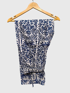 Ensemble de pyjama assorti pour couple, imprimé floral bleu et blanc, en coton, manches longues, vêtements de nuit - Product Image 2