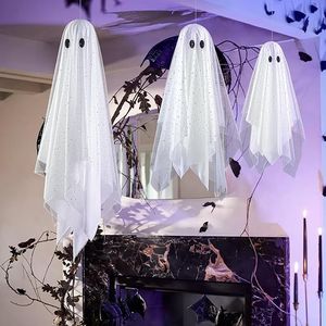Decoraciones de Halloween, 3 Piezas de Fantasmas Colgantes con Luz, Adornos de Halloween para Interiores/Exteriores, Decoración para Árboles de Jardín - Product Image 2