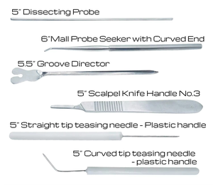 Kit de dissection manuel avancé en acier inoxydable pour étudiants en biologie et médecine - 20 pièces - Couteau à dépecer, manche et lames - Product Image 3