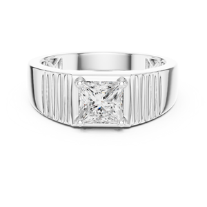 Anillo Solitario Radiante de Oro Blanco de 14K con Diamante Cultivado en Laboratorio para Hombre, Anillo de Sello Imperial Radiante, Anillo Moderno Radiante para Caballero - Product Image 1