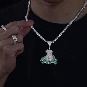 Collares de Plata S925 con Moissanita, Colgante de Bolsa de Dinero con Color VVS, Joyería Creativa Estilo Hip Hop - Product Image 2