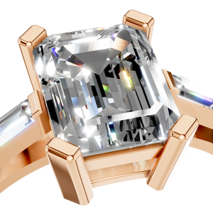 Anillo de compromiso, boda o aniversario único con moissanita de 2 quilates con corte esmeralda, chapado en rodio sobre plata de ley 925 - Product Image 5