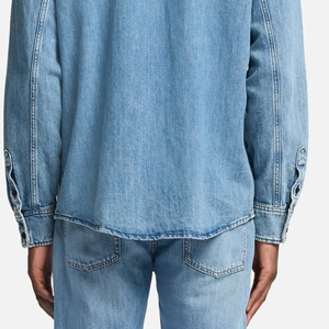 Soft Denim T Shirt With Fold <b>Down</b> Collar And Cheap Factory For Wholesale Bulk Buyer Comfortable Fit 2026 With Custom Logo Design - Product Image 6