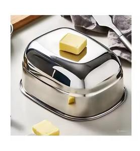 Recipiente para mantequilla de acero inoxidable con tapa para el desayuno, contenedor para mantequilla para la mesa - Product Image 1