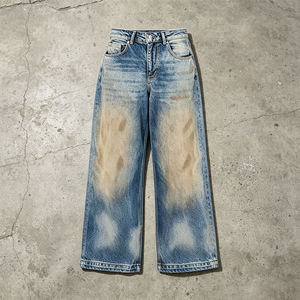 Jeans de Mezclilla Azul Vintage Premium Personalizados, Transpirables, de Secado Rápido, Cintura Media, Corte Regular, Bordado Casual, OEM ODM - Product Image 5