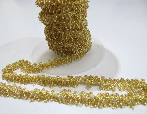 Cadena de Cuentas Facetadas de Cuarzo Citrino en Forma de Rondelle con Envoltura de Alambre y Racimo Colgante - Product Image 2