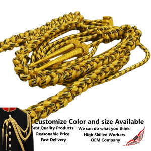 Aiguillette de la Marina Real al por mayor, cordón de hombro brillante en oro y negro, cordón de hombro de mylar dorado - Product Image 3