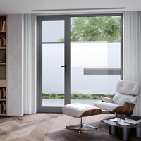 Portes à battants en aluminium à double vitrage trempé, design épuré, ouverture vers l'intérieur/vers l'extérieur ou à la française, avec persiennes
