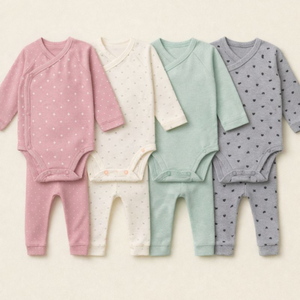 JALBEBE Set Neonato Unisex Ecologico Lavabile con Chiusura a Bottoni per Tutte le Stagioni Tutina a Maniche Lunghe e Leggings in Morbido Cotone - Product Image 1