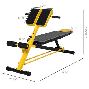 Panca per Iperestensione Regolabile in Acciaio con Supporti per Gambe in Schiuma Gialla - Sicura e Pieghevole - Product Image 3
