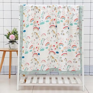 Couverture portable en flanelle à imprimé animal, style pastoral, lavable en machine, bordure orange, texture douce, couverture d'emmaillotage - Product Image 5