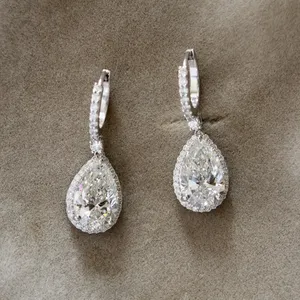 Pendientes de diamantes cultivados en laboratorio con corte de pera y marquesa de 2.2 quilates, E F VS1, oro blanco de 14K, joyería fina para mujer - Product Image 5