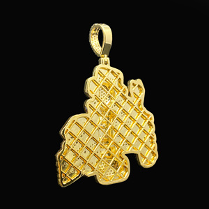 Pendentif Ice Legacy Custom Iced Diamond Royal Orbit, plaqué rhodium imitation, thème Hip Hop, motif notes de musique et poteau de barbier - Product Image 3