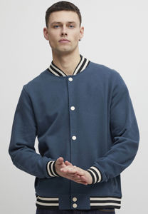 Veste de sport bleue pour homme, coupe classique, couleur unie, col rabattu, polyester et coton, style décontracté d'automne, fermeture à boutons - Product Image 6