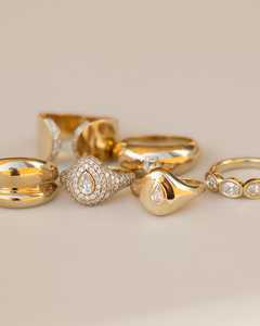 แหวนทองคำแท้ 14K 18K ทรงลูกแพร์ ประดับเพชรเลี้ยงในห้องปฏิบัติการ แบบมินิมอล ฝังขอบแบบโดม  ขายส่งจากโรงงาน - Product Image 4