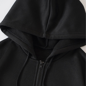 Sweat à capuche pour homme en mélange coton-polyester avec strass, motif graphique audacieux, fermeture éclair intégrale, épais pour l'hiver - Product Image 3