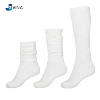 Chaussettes d'hiver épaisses en coton blanc pour femmes JZVINA, longueur cheville, tricotées, respirantes, pour usage quotidien, couleur unie
