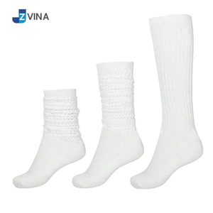 JZVINA Custom <b>Women's</b> <b>White</b> Cotton Thick Winter Slouch <b>Socks</b> Ankle Length Knitted Breathable Daily Wear Solid Color - Product Image 3