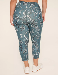 Leggings d'exercice capri taille haute 3/4, collants personnalisés respirants pour le yoga avec poches, extensibles dans les quatre sens, imprimé floral - Product Image 3