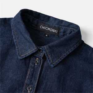 Camisa Vaquera de Algodón 100% para Hombre, Estilo Vintage Oscuro, Transpirable, con Enzimas, Casual, Manga Larga, con un Solo Botón, Aspecto Lavado, OEM/ODM - Product Image 3