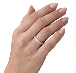 Wholesale Lab Grown Diamond 14K 18K Solid Gold Eternity Milgrain Engagement Ring Stackable IGI Certified DEF Color VS VS Clarity - Product Image 6