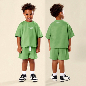 Ensembles de t-shirts et shorts pour enfants de qualité supérieure, 100 % coton, vêtements d'été pour enfants, ensembles 2 pièces, shorts pour garçons, filles, unisexe, vêtements pour enfants - Product Image 1