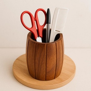 Factory Square Table Wood Pen Holder Alam <b>Clock</b> with <b>LED</b> Digital Temperature Time Date Voice - Product Image 2