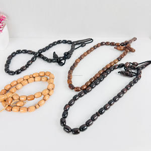 Chapelet Ramadan cadeau poli bois d'acacia ébène fait à la main Tasbih 33 perles perles de prière islamique musulman Misbaha collier - Product Image 3