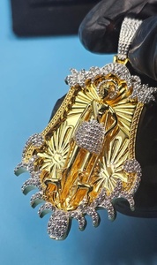 Moissanite Santa Muerte 925 Sterling Silver Gold Plated Luxury Hip Hop <b>Iced</b> Custom VVS Moissanite Men's Pendant GCI IDGL - Product Image 6