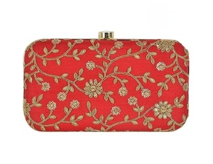 Circular Metal Clutch <b>Bag</b> With Silver Plated <b>Studs</b> And Flower Design Zinc Alloy Craft - Product Image 6