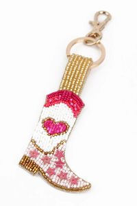 Porte-clés brodé à la main de qualité supérieure avec de magnifiques embellissements en perles et une finition artisanale - Product Image 4