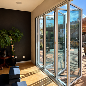 Portes pliantes en aluminium à rupture de pont thermique pour extérieur, double vitrage trempé, pour balcon et terrasse - Product Image 1