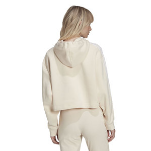 Sweat-shirt à capuche court personnalisé pour femme, blanc cassé, avec bandes latérales, coupe ample, style streetwear, idéal pour le sport et la gym - Product Image 4