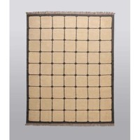 Tapis artisanal en laine et jute à carreaux, tissé naturellement, motif géométrique Dhurrie Kilim, style farmhouse bohème, pour salon et chambre à coucher