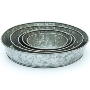 Juego de 2 bandejas rectangulares de metal galvanizado con asas para uso en el hogar, cocina, restaurante y bar. - Product Image 2