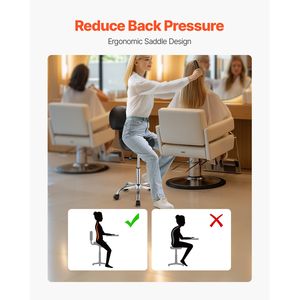 Sgabello Ergonomico con Capacità di Carico 450 LBS, Altezza Regolabile, Supporto per la Schiena, Ruote, Pelle PU Ispessita - per Arredamento da Salone - Product Image 5