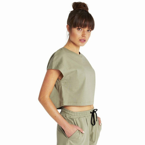 T-shirt court en maille polaire bleu clair à col rond pour femme, manches courtes, couleur unie, fermeture éclair, coupe ample, décontracté, pour le printemps et l'été, séchage rapide - Product Image 4