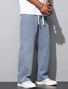 Jeans de Mezclilla para Hombre, Corte Recto, Lavado a la Piedra, Cintura Media, Ajuste Holgado, Estilo Casual de Algodón, para Primavera - Product Image 3