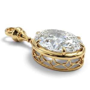 Colgante de Diamante Cultivado en Laboratorio con Certificación IGI, Corte Ovalado de 10 Quilates, Oro Sólido de 8K, Filigrana Antigua, Solitario, Acabado Pulido - Product Image 4