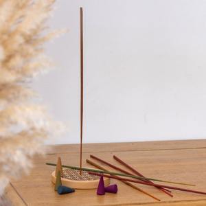 Porte-encens en bois fait main multifonctionnel, poli, thème bouddhiste, autoportant, décoratif, Inde - Product Image 4