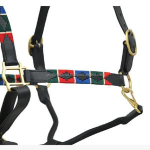 Polo cuir cousu à la main, accessoire de sport de haute qualité, arc-en-ciel, filets multicolores - Product Image 6