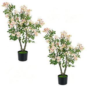 Confezione da 2 Alberi Artificiali di Impatiens da Esterno da 90 cm, Fiori Finti in Seta con Base in Cemento, Pianta Floreale Realistica per - Product Image 1