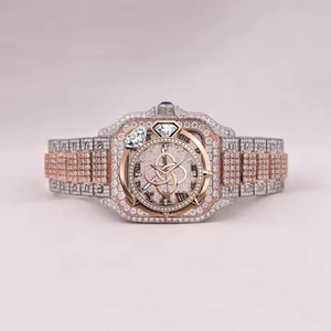 Montre en diamant moissanite avec logo personnalisé, montre de luxe pour homme, entièrement sertie de pierres VVS, bracelet en pierres - Product Image 1