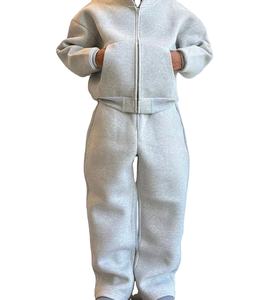 PRO ENTERPRISES Ensemble de survêtement surdimensionné décontracté d'hiver pour hommes 100% polyester tricoté 500gsm lourd OEM Logo personnalisé avant - Product Image 1