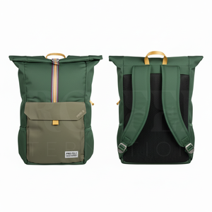Sac à dos en cuir véritable imperméable à enroulement, léger, pour ordinateur portable, sac de voyage décontracté, extérieur, avec port USB personnalisé et design multi-poches - Product Image 5