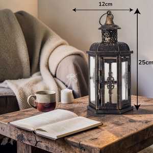Lanterne vintage porte-bougie suspendue en fer, lanterne nordique, lanterne rustique pour centre de table de mariage - Product Image 6