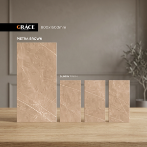 Grace Collection 800x1600mm Glossy Pietra Brown Porcelain Vitrified Non-Slip Wall Floor Tiles 80x160cm Marble Look Swimming <b>Pool</b> - Product Image 1